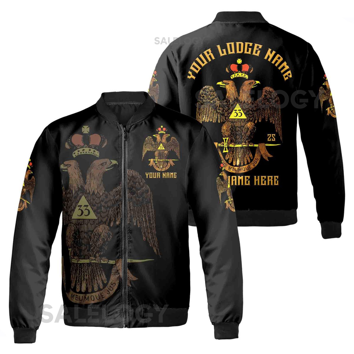 Custom Rite of Scottish 33 Degree Emblem Design Masonic Unisex Bomber Jacket S-5XL_32