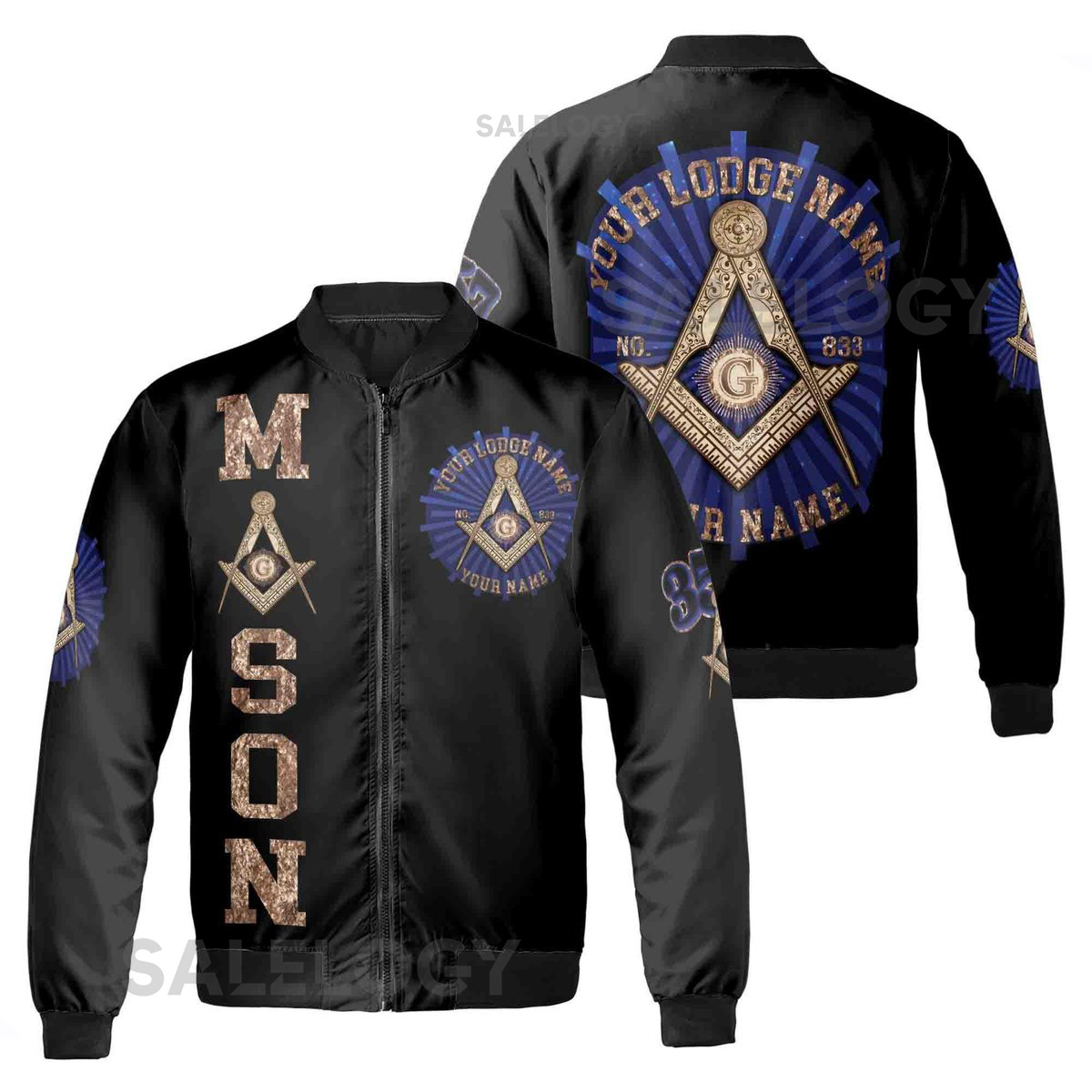 Customize Lodge Name Name and Number Freemasonry Masonic Symbol Unisex Bomber Jacket S-5XL_43