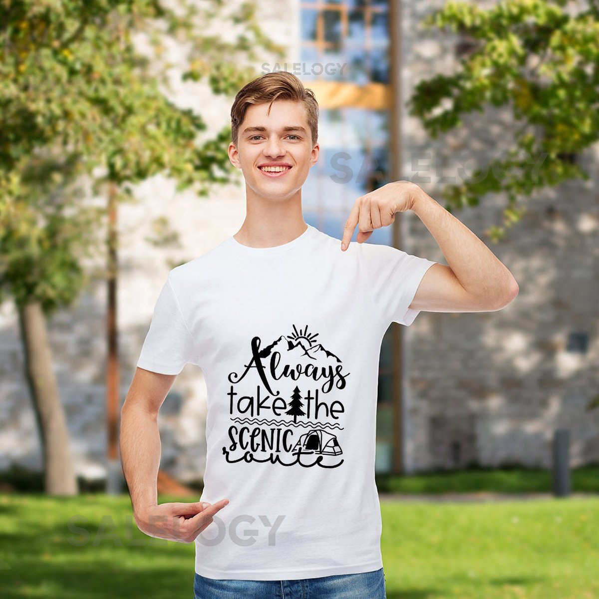 Always Take the Scenic T-Shirt - Customized Graphic Unisex Tee -Nature-Inspired Clothing - Ordinary Wardrobe - Trip Essentials - Exploration_42