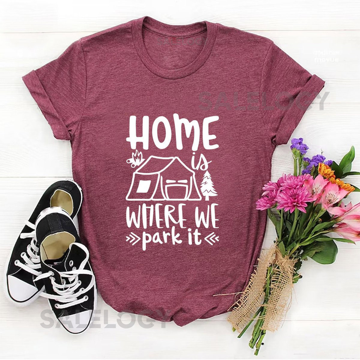 Home Is Where We Park It T-Shirt - Customized Graphic Unisex Tee - Adventure Apparel - Glamp Chic - life's adventures - Home Love - Comfort_477