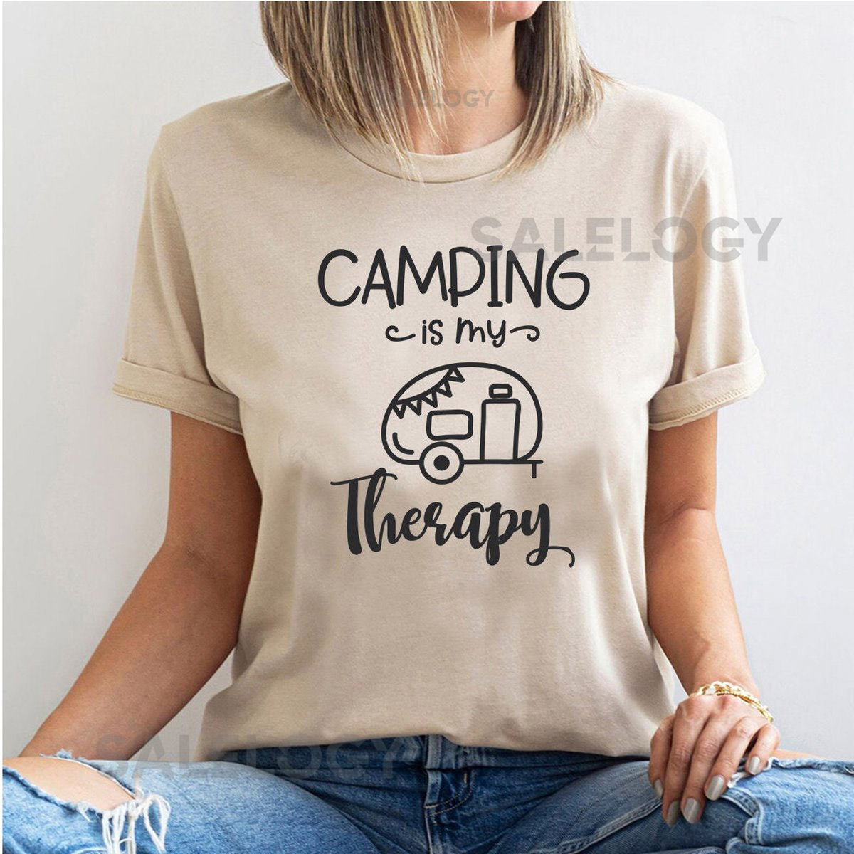 Camping is My Therapy T-Shirt - Customized Graphic Unisex Tee - Happy Place Apparel - Wilderness Tees - Wild Hair Vibe -Outdoor Fashion_197