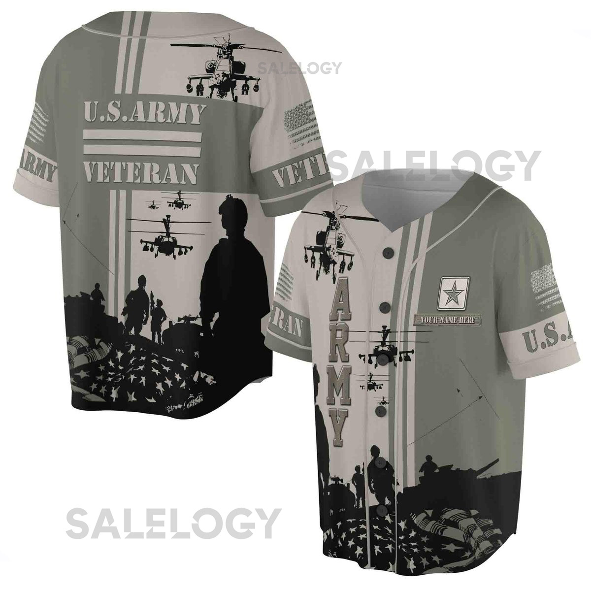 Personalized US Army Veteran 3D Baseball Jersey_103
