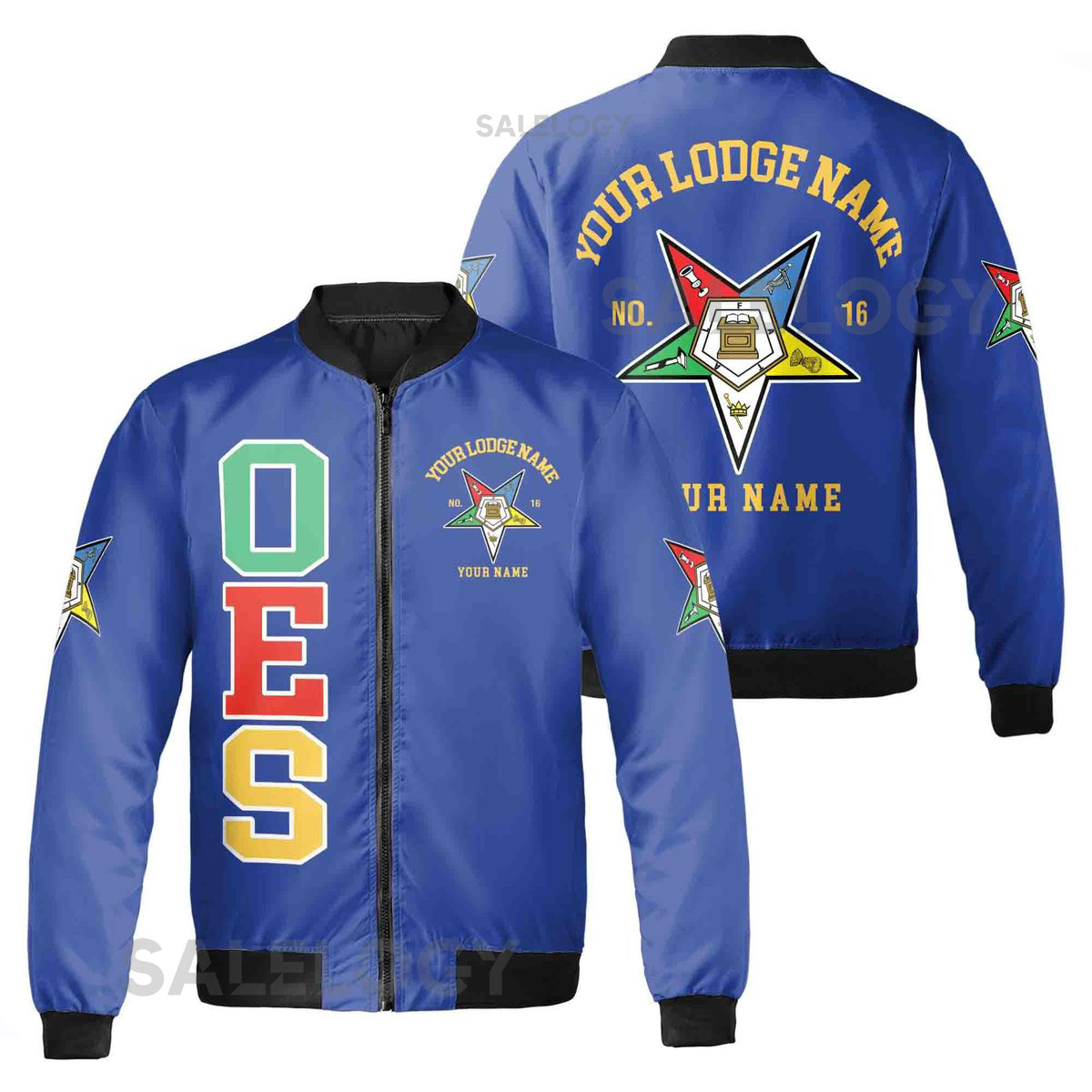 Custom Order of the Eastern Star OES Pentagon Down Logo Bomber Jacket S-5XL_28