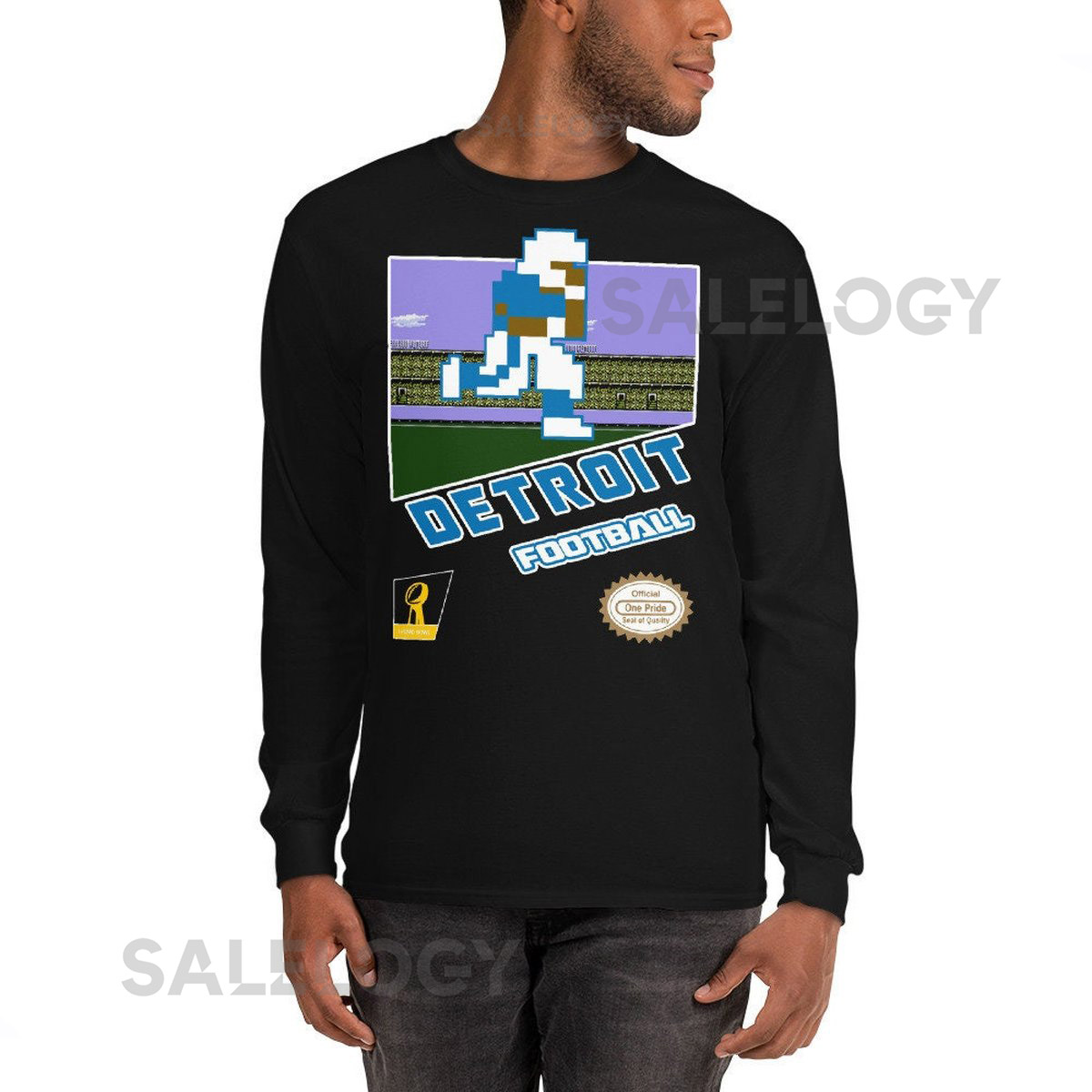 Detroit Lions Tecmo Super Bowl Long Sleeve Shirt_288