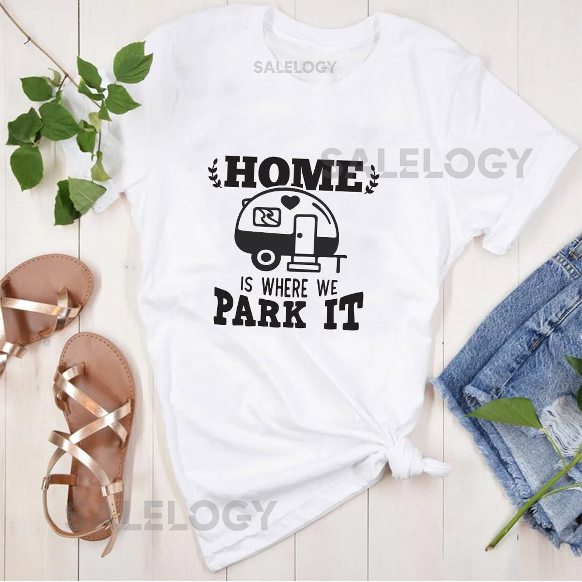 Home Is Where We Park It T-Shirt - Customized Graphic Unisex Tee - Adventure Apparel - Glamp Chic - life's adventures - Home Love - Comfort_479