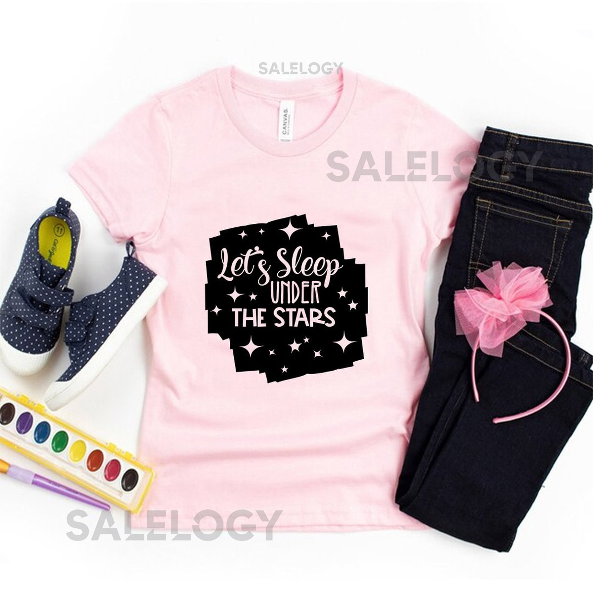 Let's Sleep Under the Stars T-Shirt - Customized Graphic Unisex Tee- Dreamy Wardrobe -Camping is Everything -Stargazing Chic -Cosmic Comfort_636
