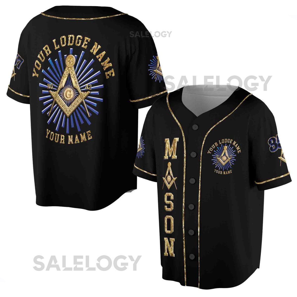 Freemason Symbol Custom Lodge Name Number 3D Baseball Jersey Size S-5XL_68