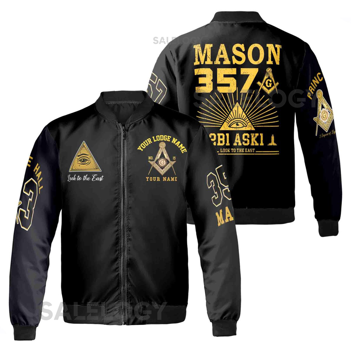 Customizable Freemasonry Bomber Jacket Lodge Name Number 357 Prince Hall Mason_39