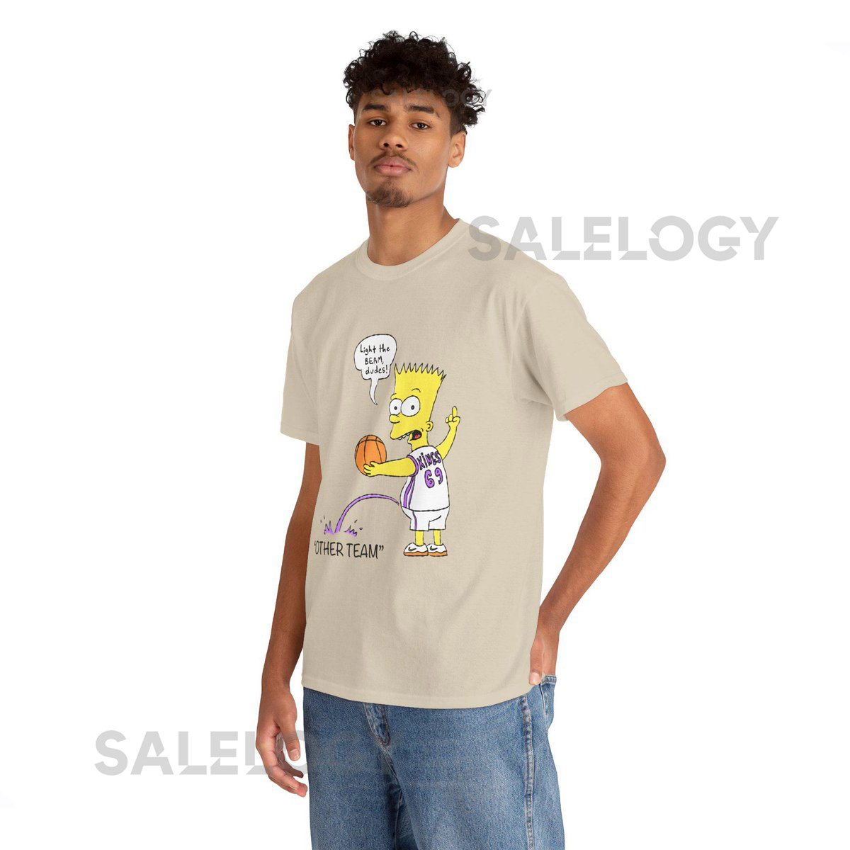 Bart Light the Beam Sacramento Kings Unisex Heavy Cotton Tee_26