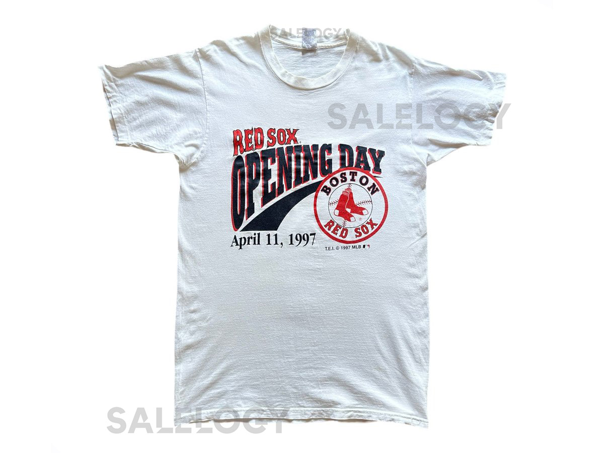 Vintage 90s Sportswear MLB Boston Red sox opening day bigprint spellout Fruit of The Loom tag crewneck DISTRESSED Tshirt M size_622