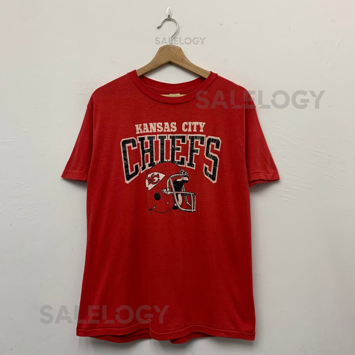 Vintage 80s Kansas City Chiefs T-Shirt - Champion NFL Team Size Large_782