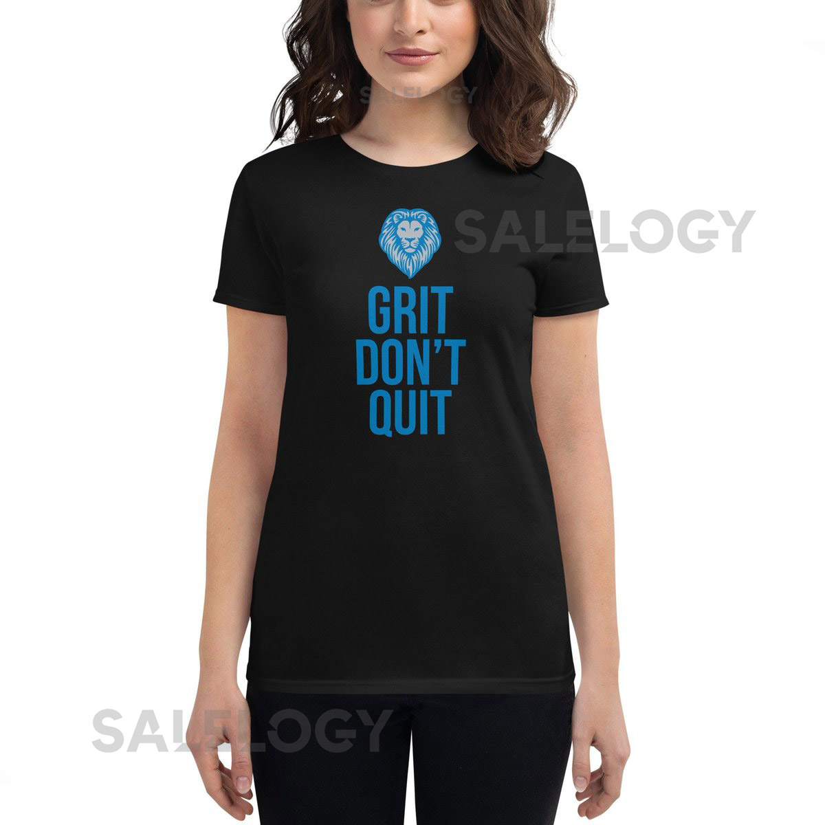 Women's Classic Fit Short Sleeve T-Shirt - Detroit Lions Grit Don't Quit Apparel - Perfect Gift For Any Fan_768