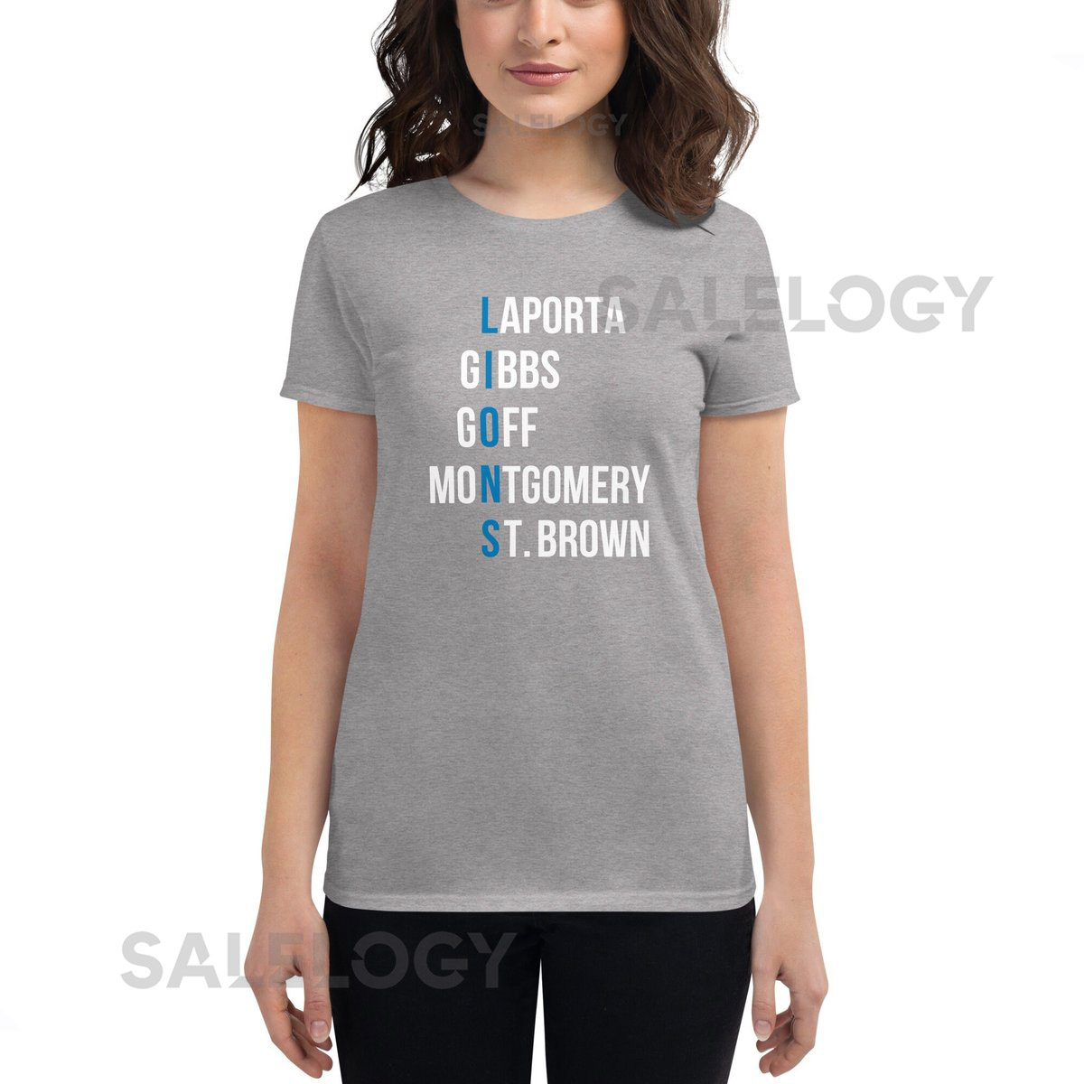 Women's Classic Fit Short Sleeve T-Shirt - Detroit Lions Crossword Apparel - Perfect Gift For Any Fan_767