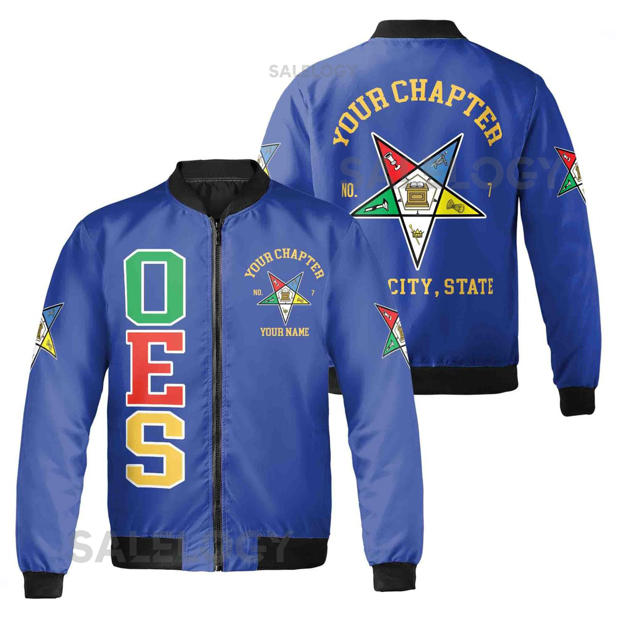 Custom Name Order of the Eastern Star OES Pentagon Up PHA Unisex Bomber Jacket S-5XL_19