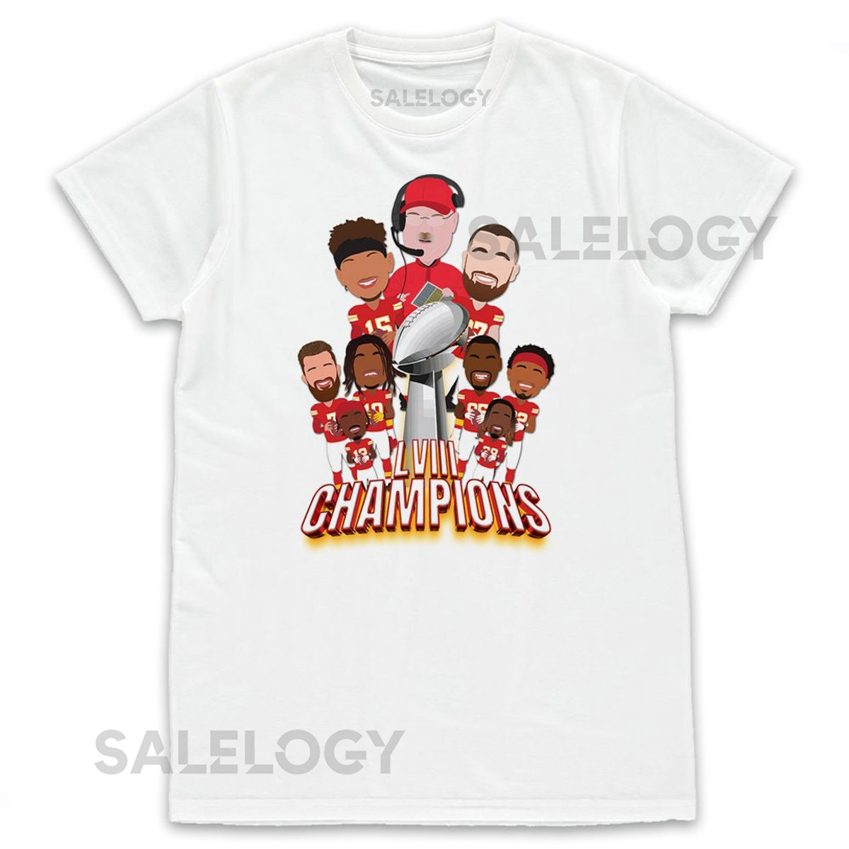 Chiefs Champions 2023-24 LVIII American Football T-Shirt tshirt tee Adults Kids Sizes Available Mahomes Kelce Reid Kansas City KC Great Gift_68