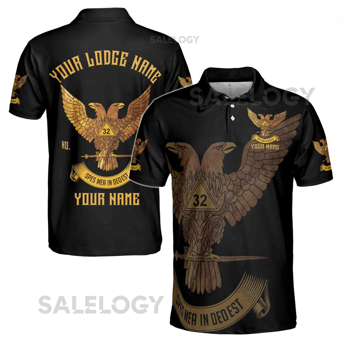 Custom Rite of Scottish 32 Degree Eagle Wings Up Masonic Men39s Polo Shirt S-5XL_234