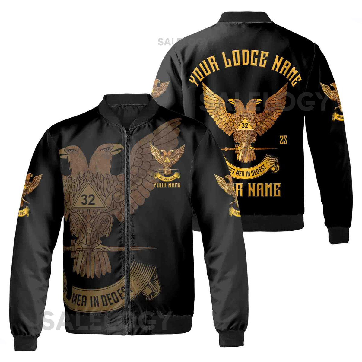 Custom Rite of Scottish 32 Degree Eagle Wings Up Masonic Unisex Bomber Jacket S-5XL_29
