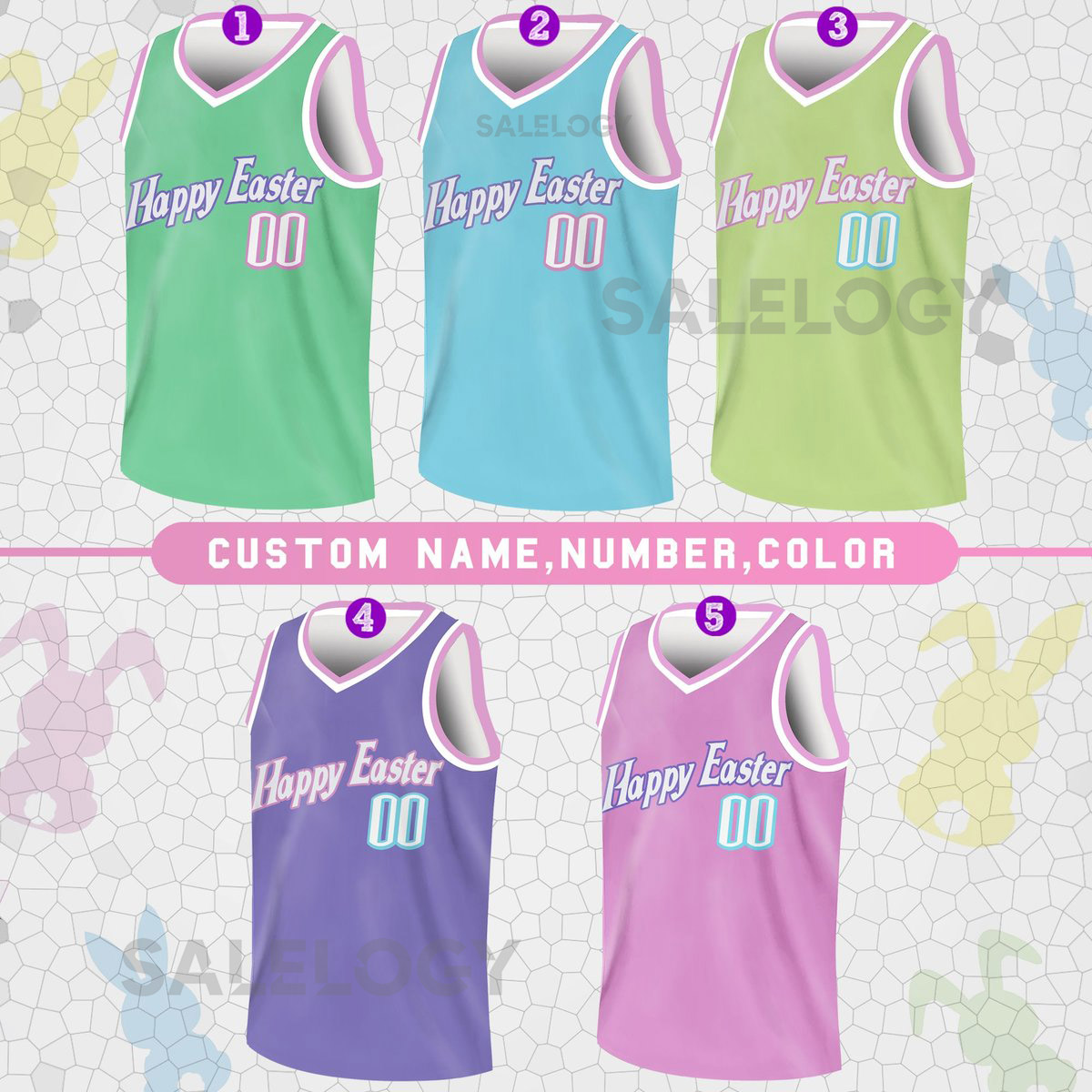 Custom Happy Easter Basketball Jersey Team Name Number Basketball Jersey Team Basketball Jersey for Easter Day Family Matching_185