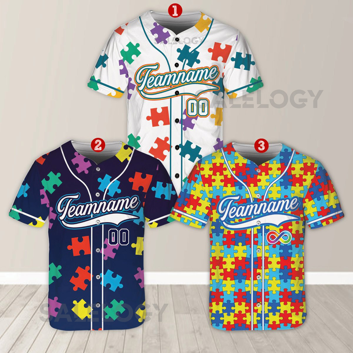 Personalized Autism Awareness Baseball Jersey Custom Name Puzzle Autism Baseball Jersey Autism Support Baseball Autism Warrior Jersey_13