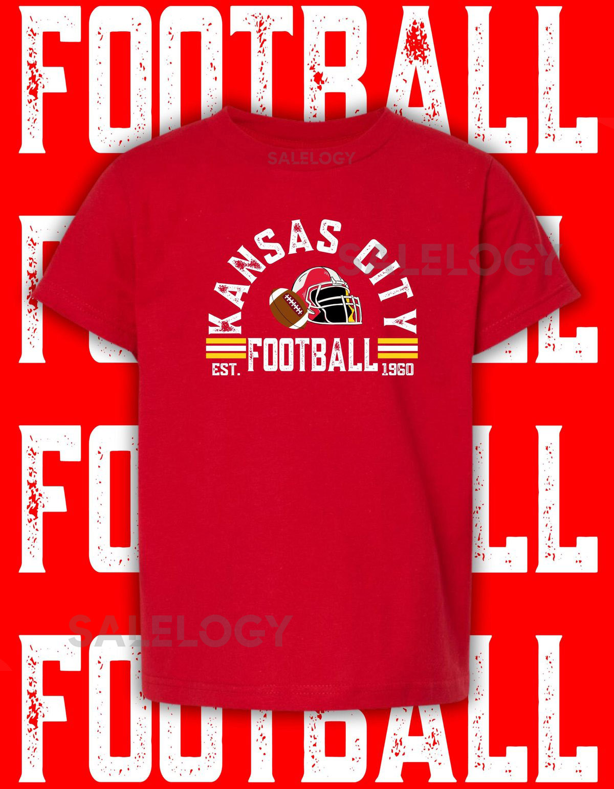 Kids Kansas City Football Shirt Custom Name Number Red Friday Gameday Tee_415