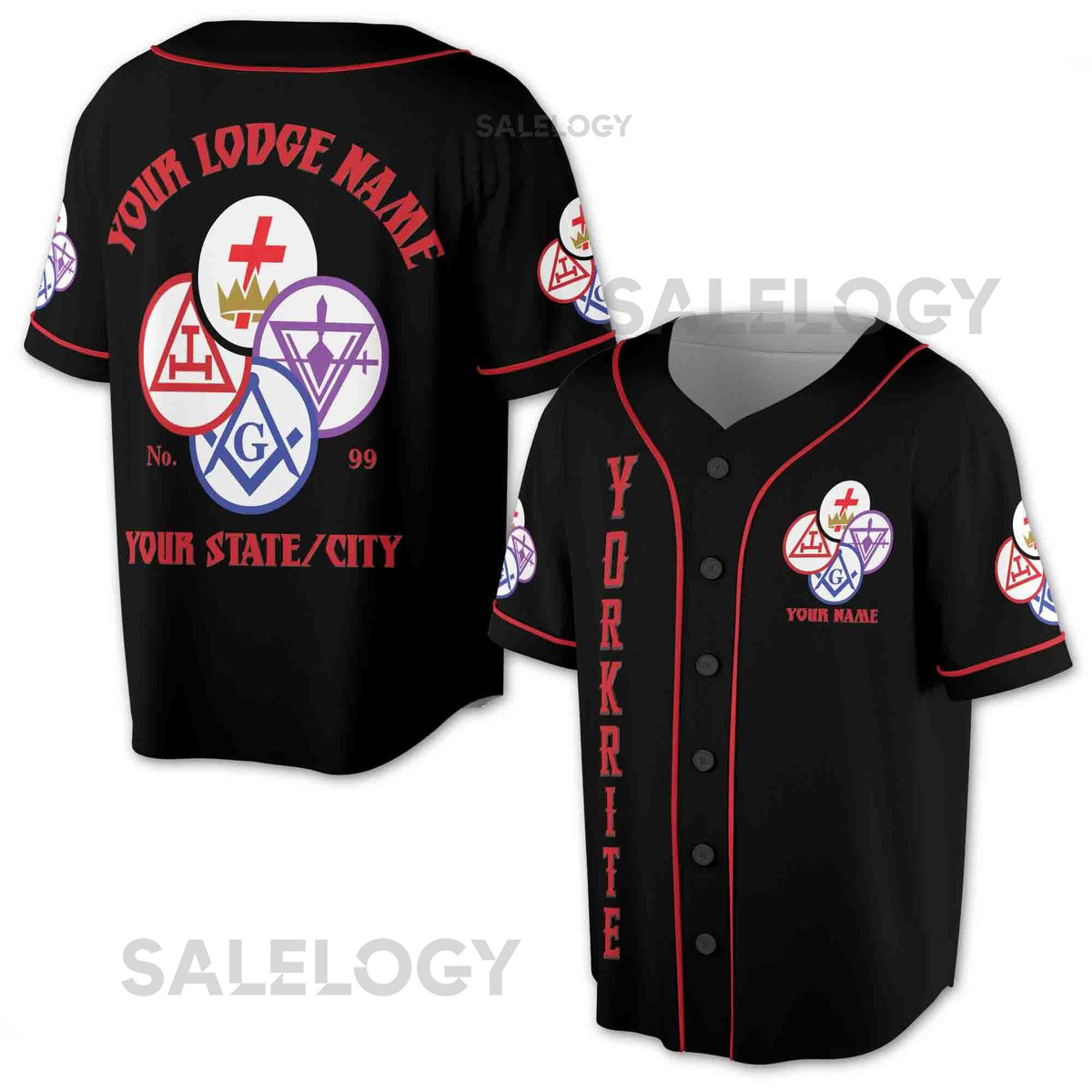 Customize Name Lodge Name York Rite Masonic Freemasonary Freemason Baseball Jersey S-5XL_54