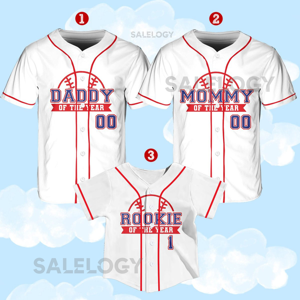 Personalized Mommy Daddy Of the Rookie Baseball Jersey Custom Name Number Shirt Rookie Of The Year Jersey Family Matching Outfits_262