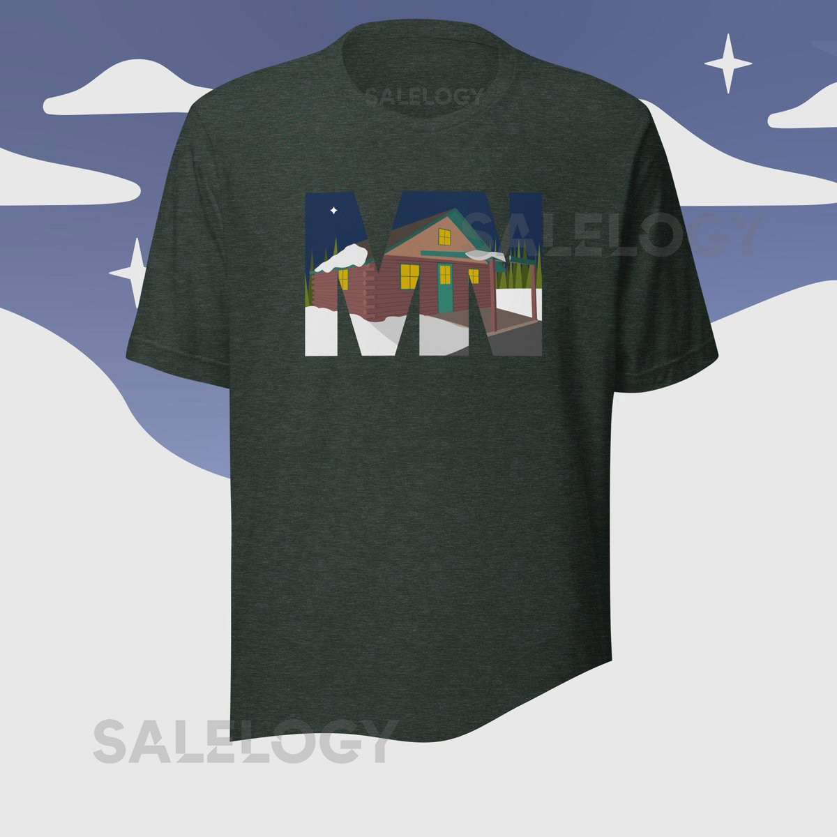 Minnesota MN Snowy Cabin T-Shirt_614