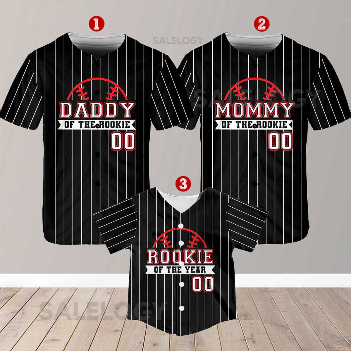 Personalized Mommy Daddy Of the Rookie Baseball Jersey Custom Name Number Shirt Rookie Of The Year Jersey Family Matching Outfits_263