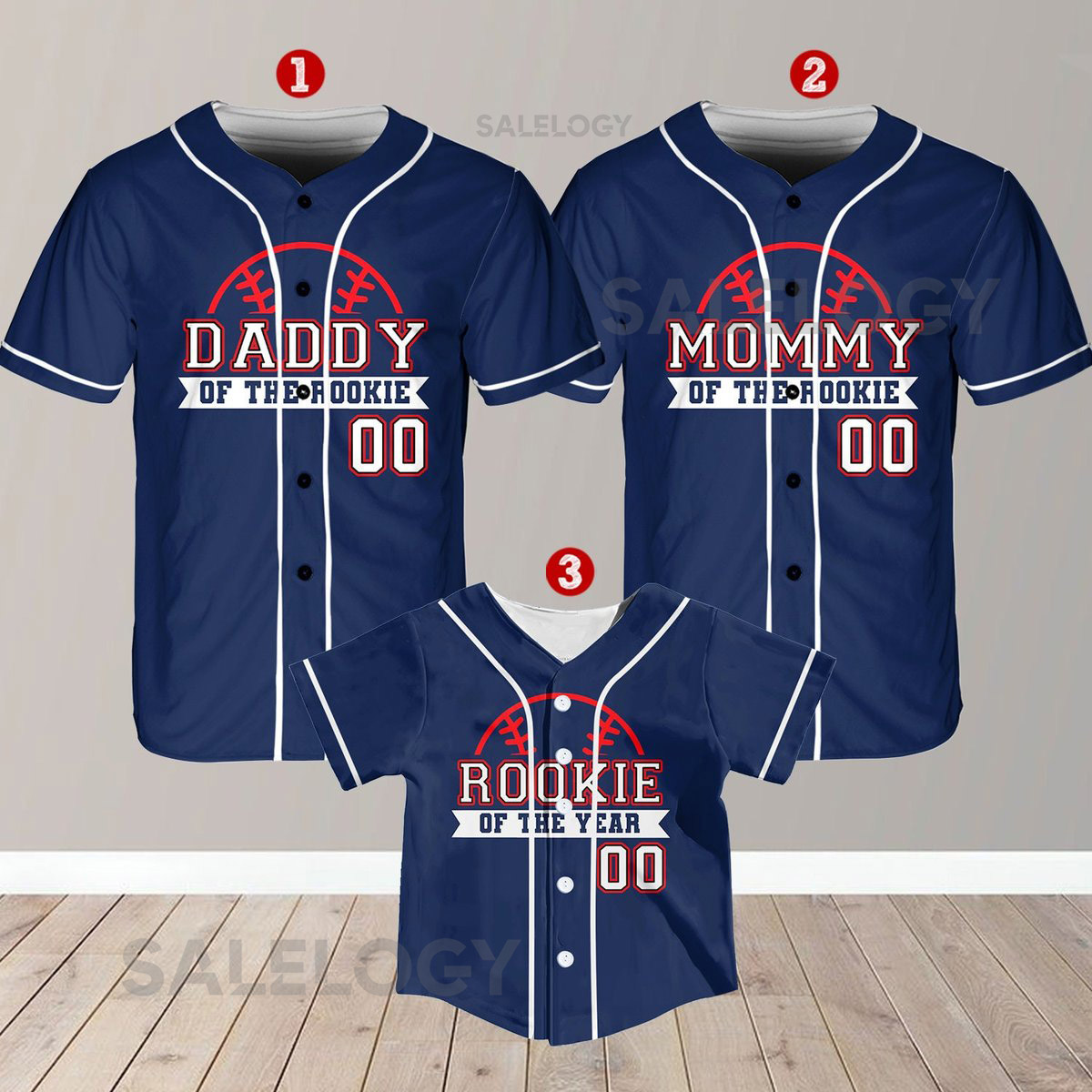 Personalized Mommy Daddy Of the Rookie Baseball Jersey Custom Name Number Shirt Rookie Of The Year Jersey Family Matching Outfits_264
