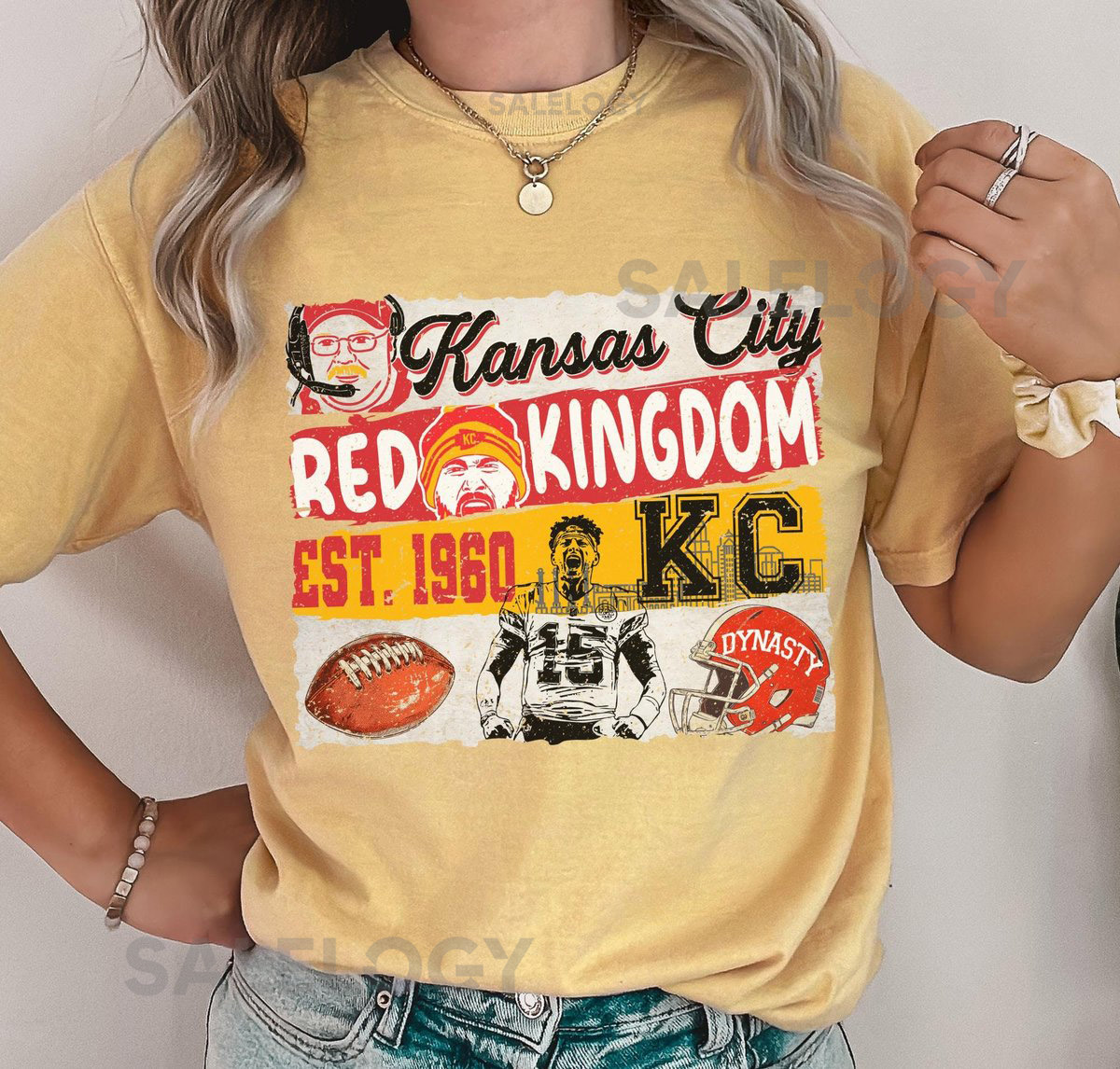Red Kingdom Superbowl Shirt KC Chiefs Shirt Cozy KC Football Shirt with Distressed Print Kansas City Shirt Retro Design_715