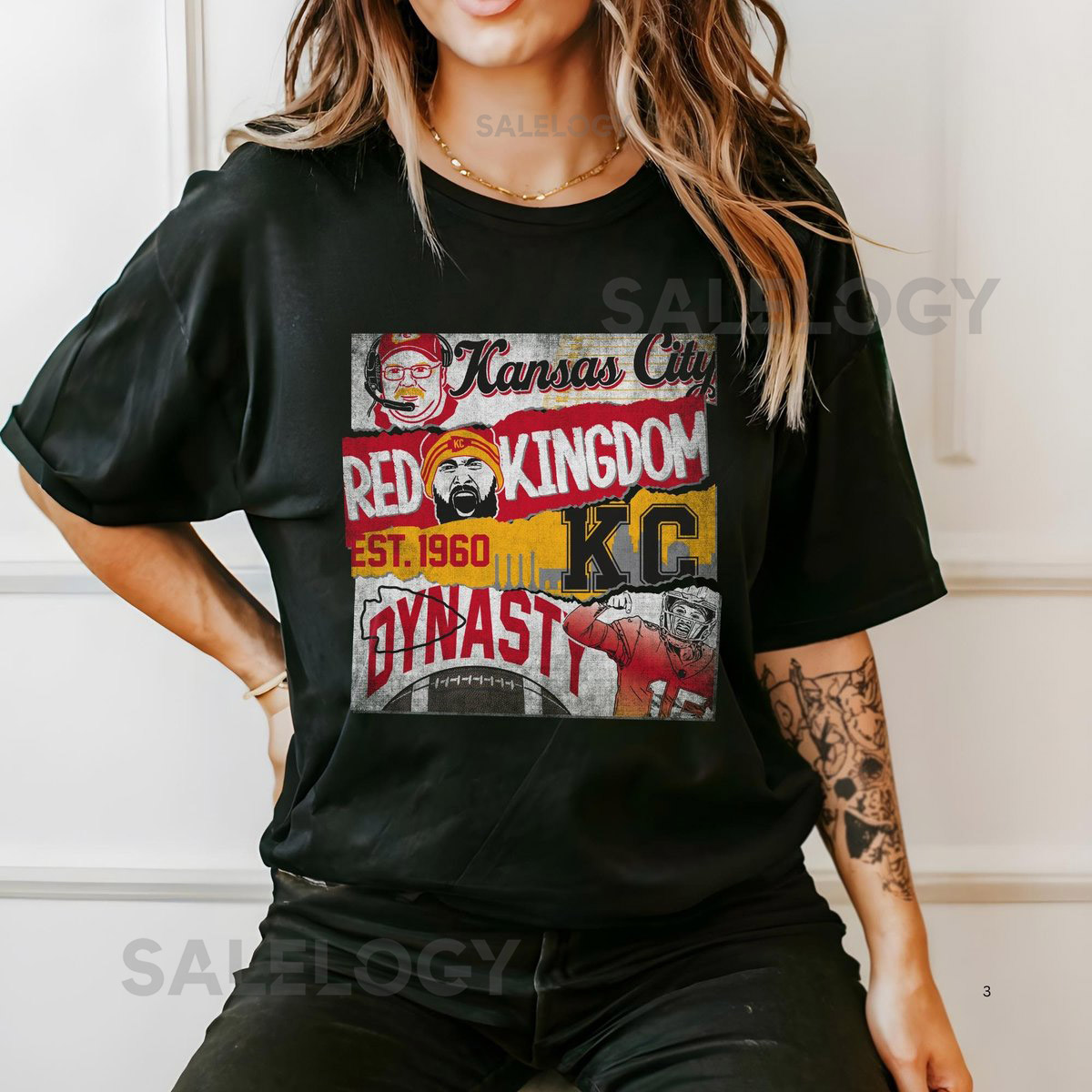 Red Kingdom Kansas City Chiefs Shirt Dynasty Playoffs Shirt Cozy KC Football Shirt with Distressed Print Retro Design Unisex Fit_714