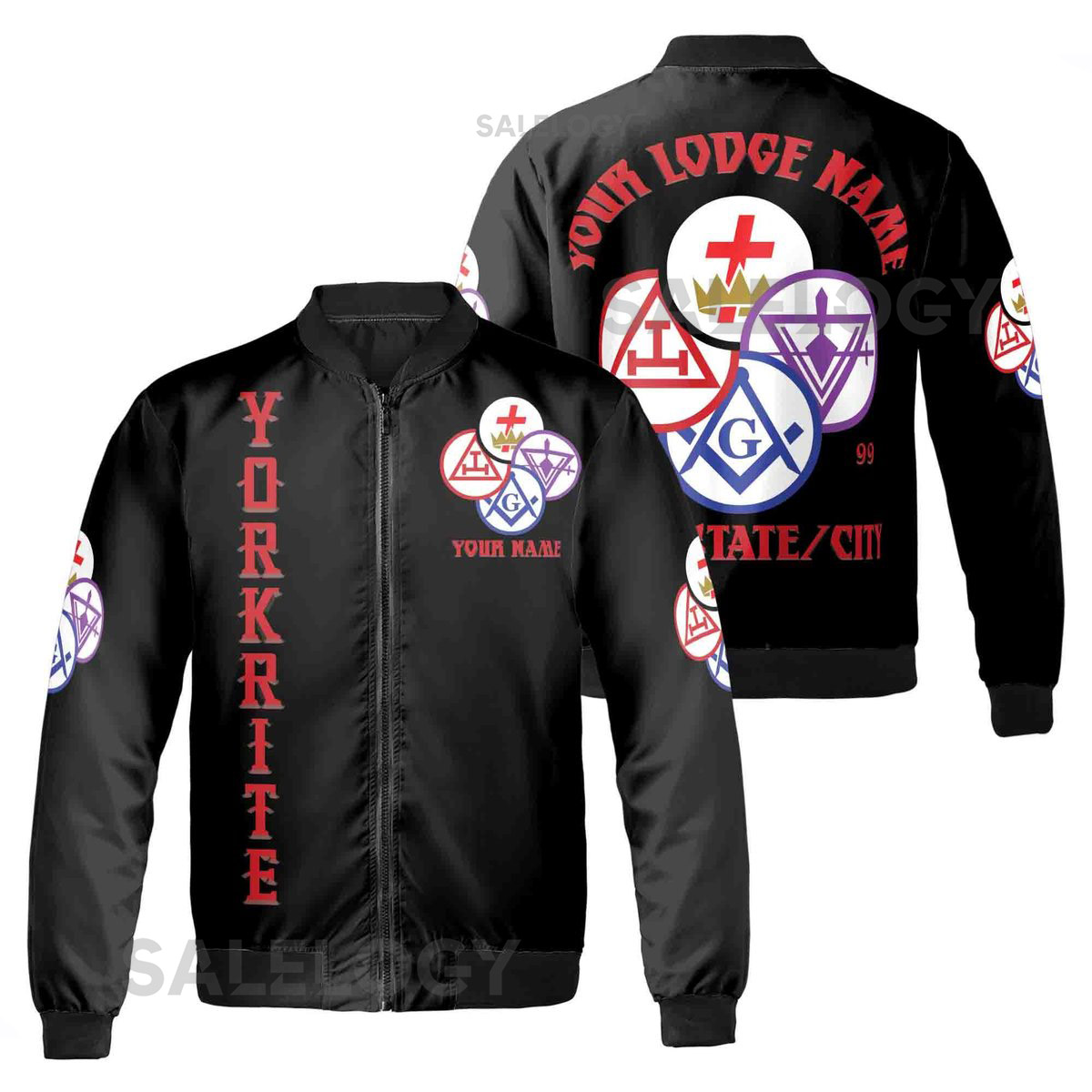 Customize Name Lodge Name York Rite Masonic Freemasonary Freemason Unisex Bomber Jacket S-5XL_54