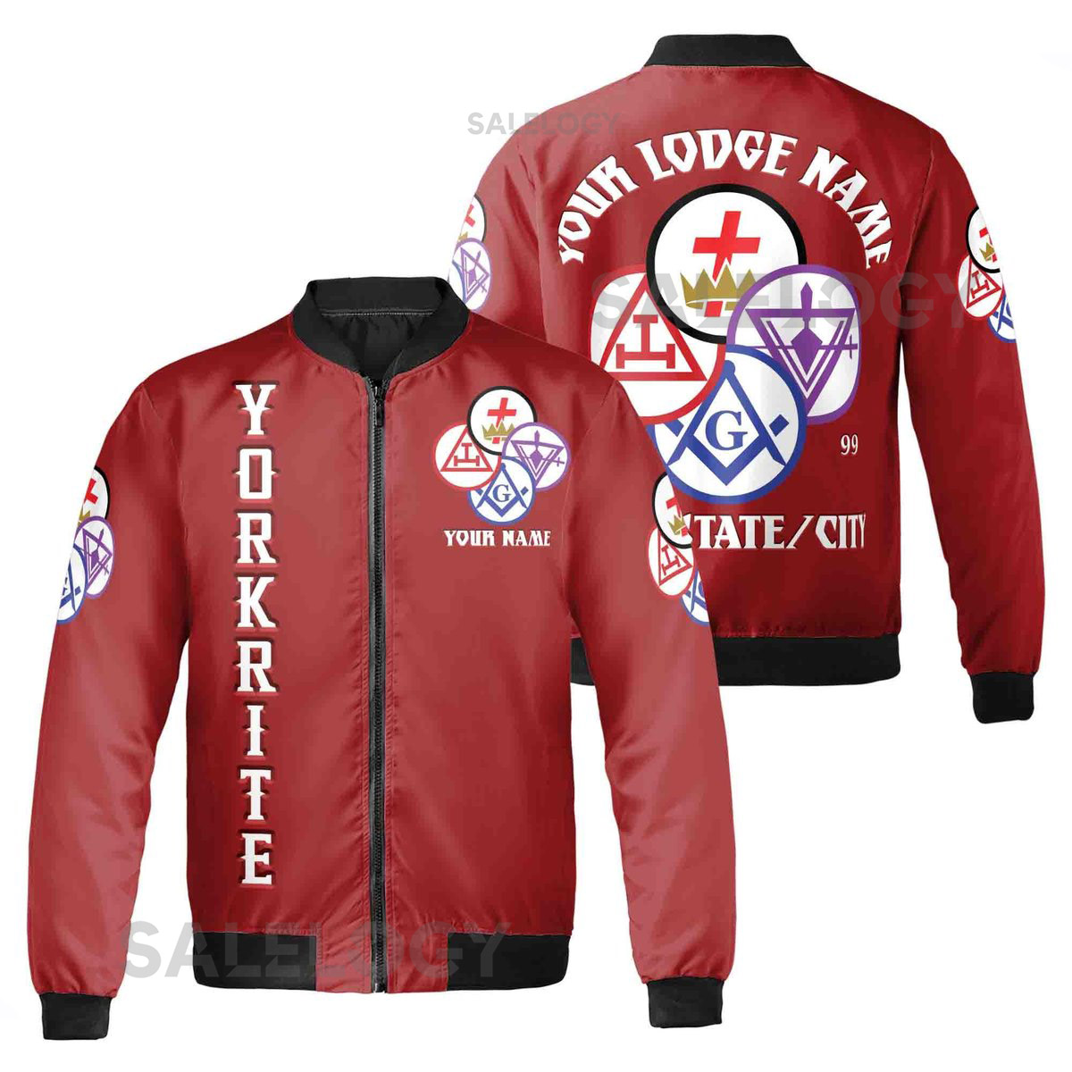Customize Name Lodge Name Freemasonary York Rite Masonic Freemason Unisex Bomber Jacket S-5XL_51