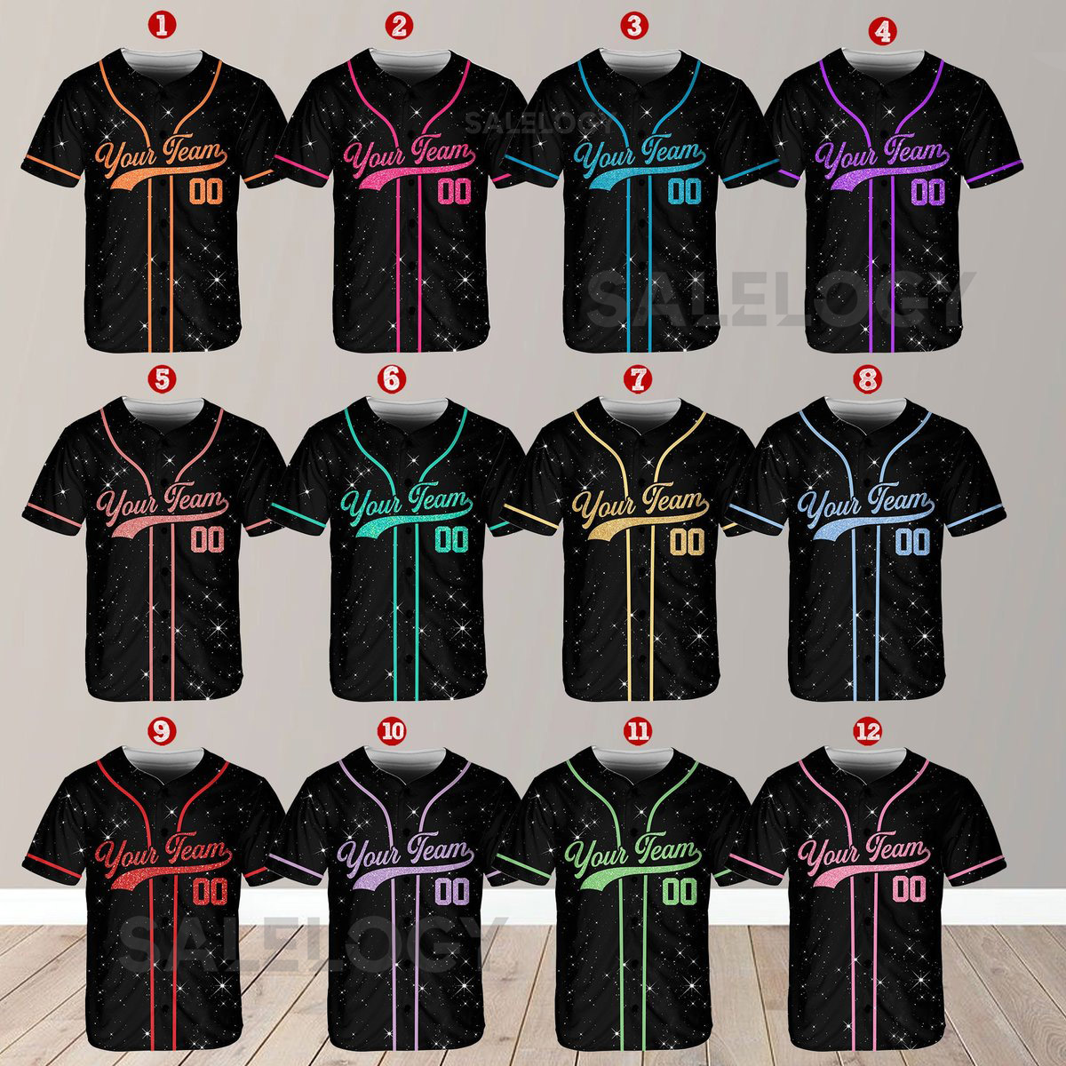 Personalized Team Name Number Baseball Jersey Custom Baseball Jersey Shirt Baseball Jersey Uniform Printed Glitter Not Glitter Fabric_646