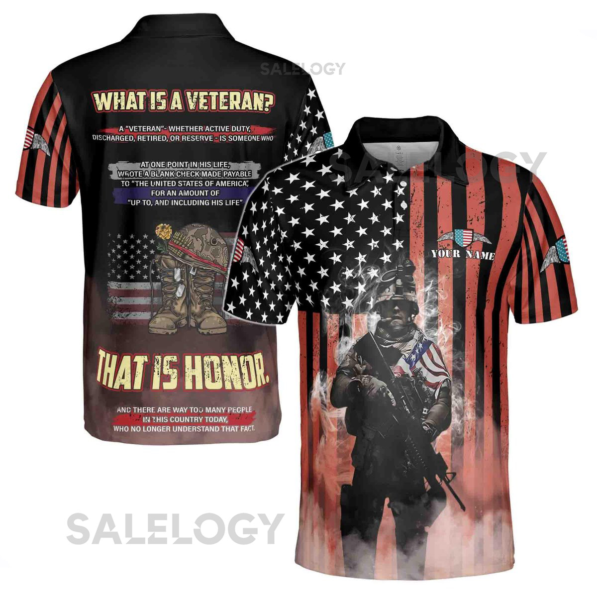 Custom Name What Is A Veteran US. Army American Honor Vet Men39s Polo Shirt S-5XL_216