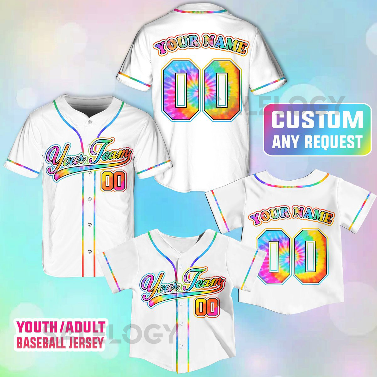 Personalized Team Name And Number Baseball Jersey Custom Tie Dye Baseball Jersey Shirt Baseball Jersey Uniform For Baseball Fans Lovers_549