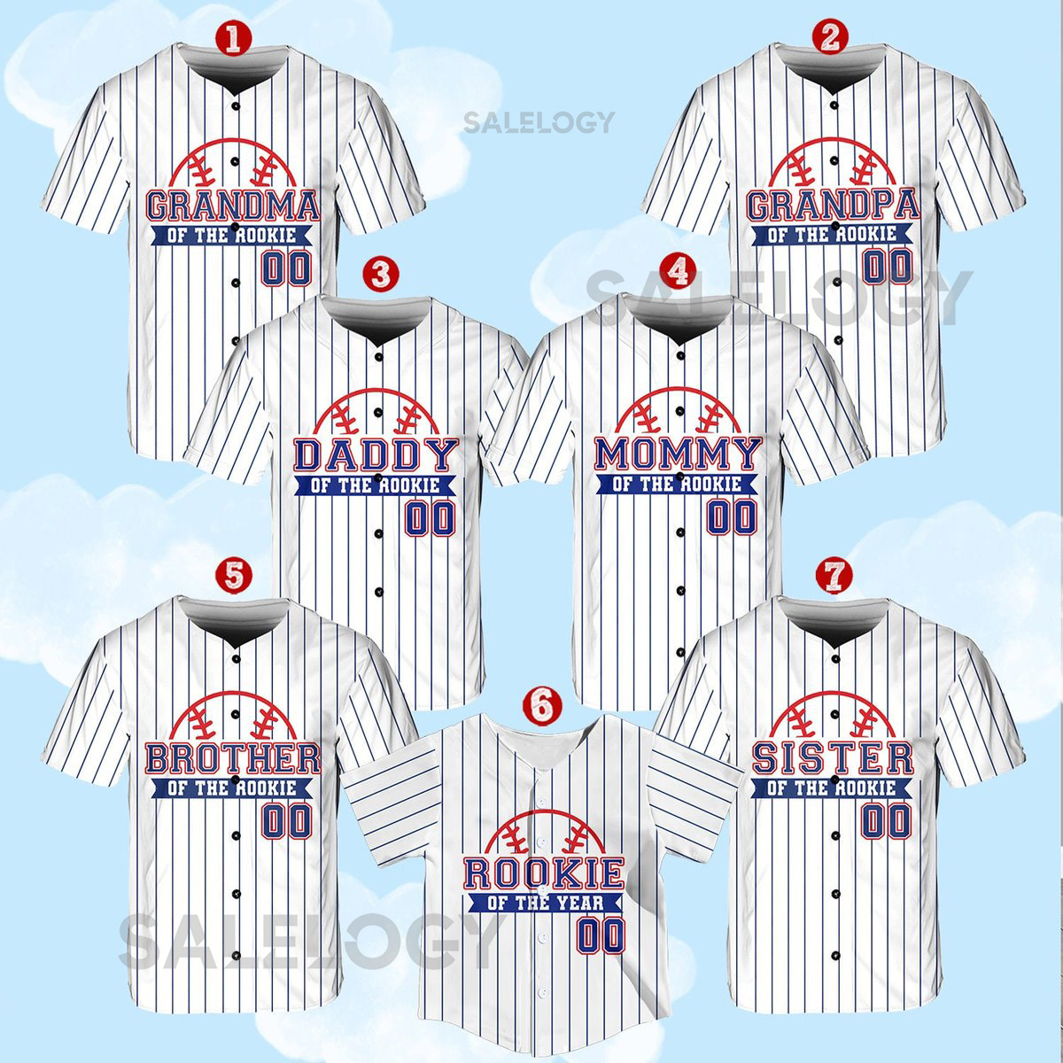 Personalized Mommy Daddy Of the Rookie Baseball Jersey Custom Name Number Shirt Rookie Of The Year Jersey Family Matching Outfits_266