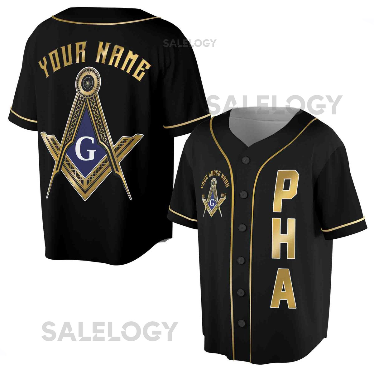 Custom Name Logde Name Number Masonic Lodge PHA Freemasonry 3D Baseball Jersey Size S-5XL_17