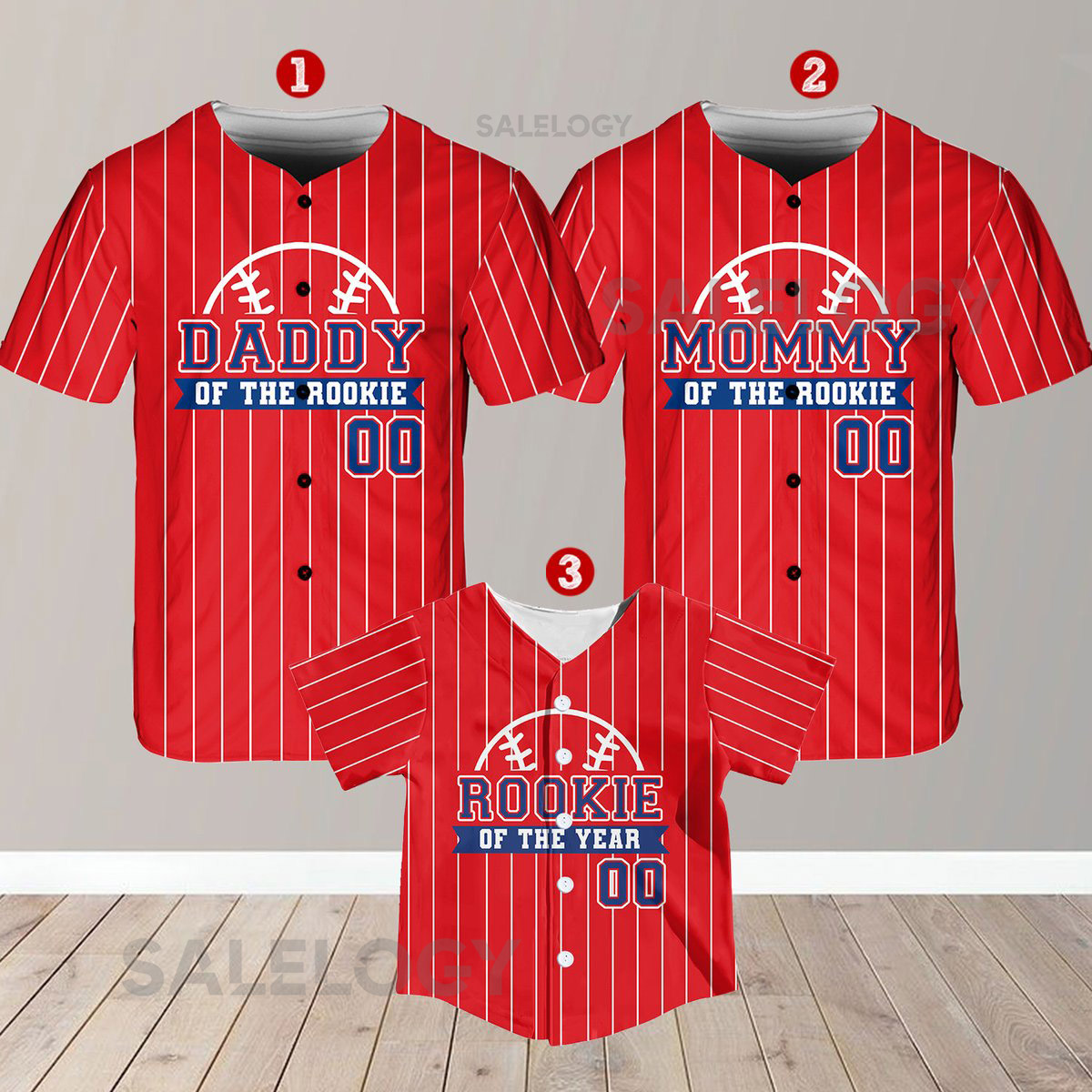 Personalized Mommy Daddy Of the Rookie Baseball Jersey Custom Name Number Shirt Rookie Of The Year Jersey Family Matching Outfits_267