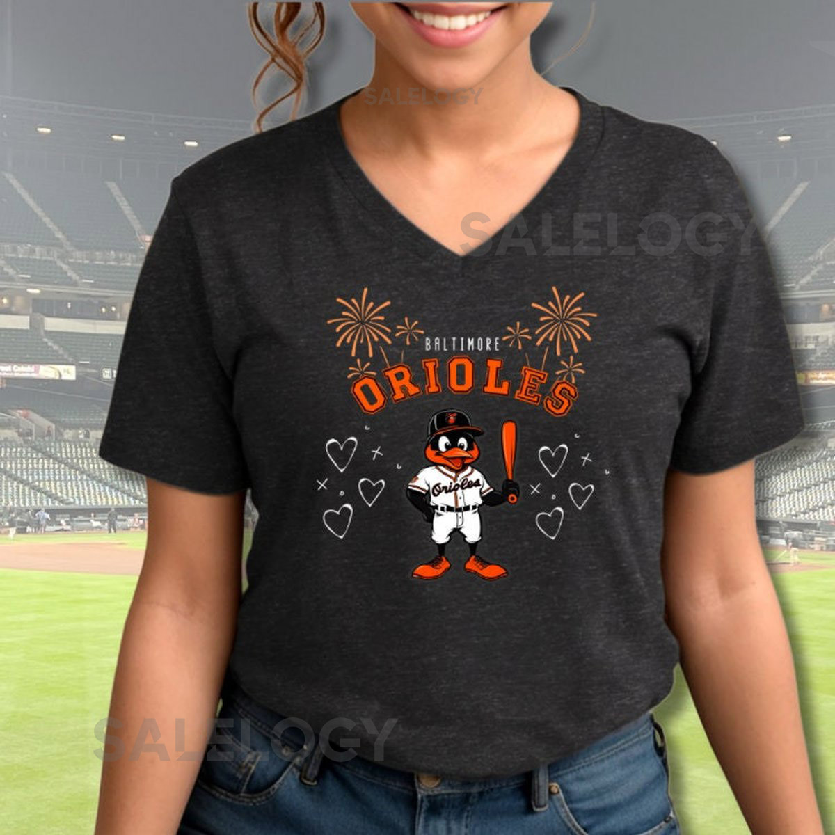 Baltimore Orioles celebration Unisex V-Neck Tee_94
