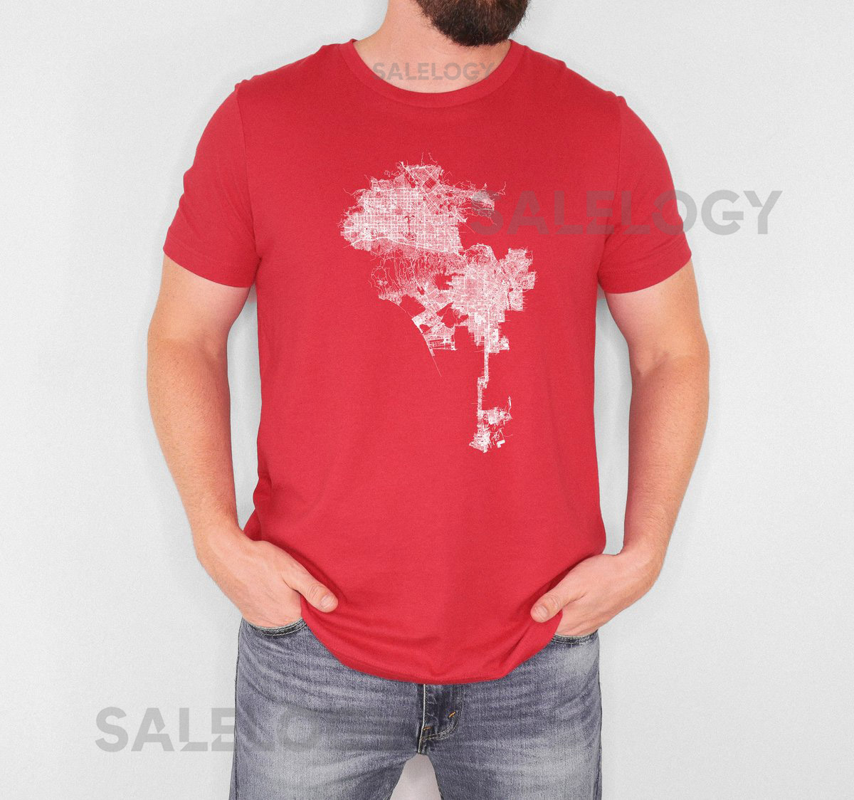Los Angeles Map T-Shirt City of Angels Souvenir Tee_296