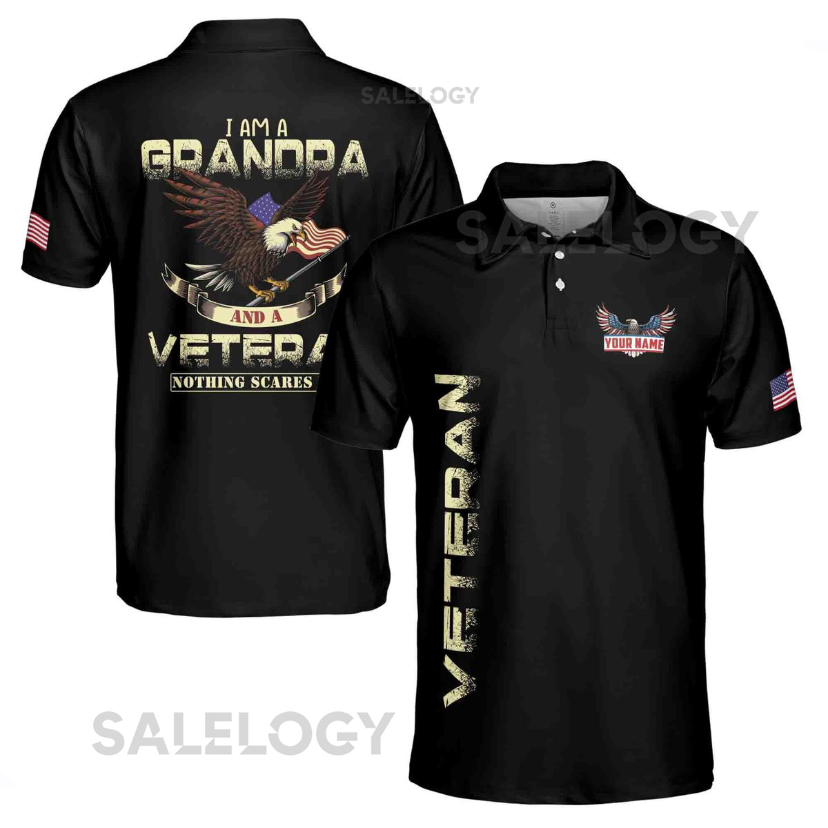 I39m a Grandpa A Veteran Proud Vet Grandfather Fathers Day Men's Polo Shirt S-5XL_511