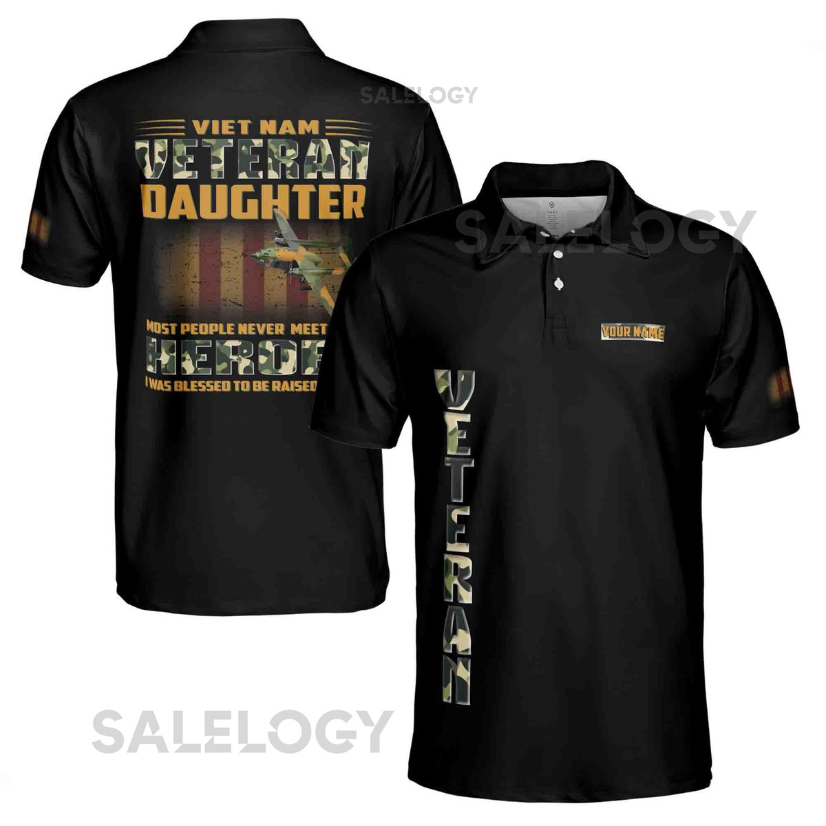 Vietnam Veteran's Daughter Men's Polo Shirt Camouflage Print_609