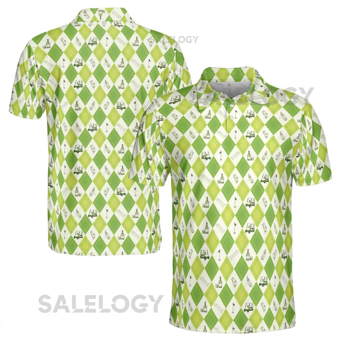 Funny Golf Icon Checked Pattern Golf Men's Polo Shirt S-5XL_497