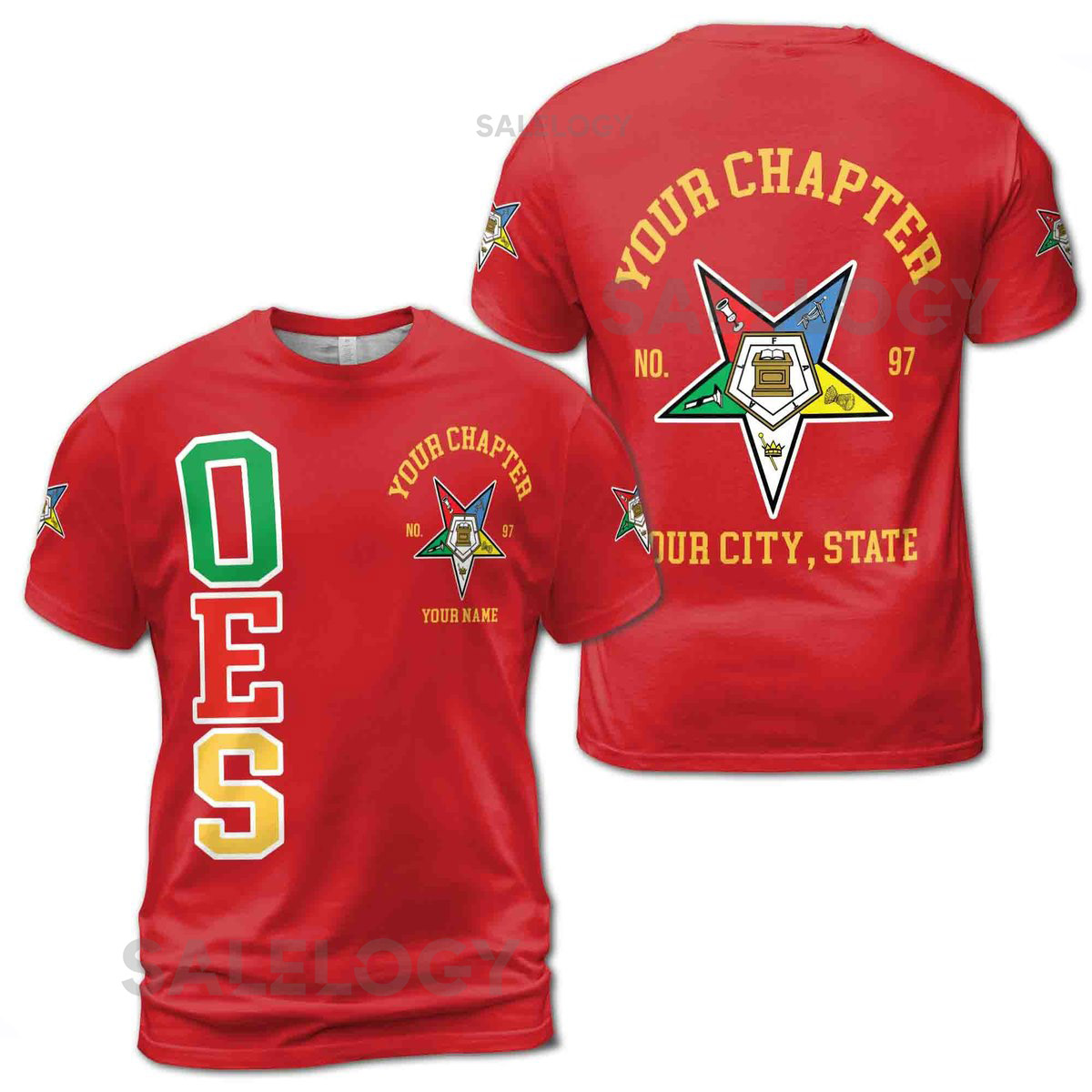 Order of the Eastern Star OES T-shirt Custom Pentagon Down Emblem AFAM Tee_222