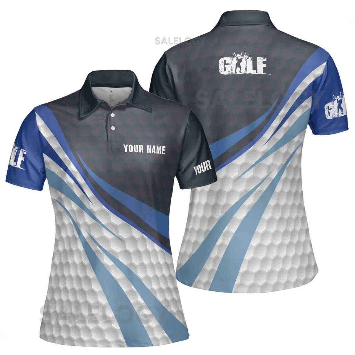 Blue And White Golf Balls Custom Name Golf Team Women39s Polo Shirt S-5XL_10