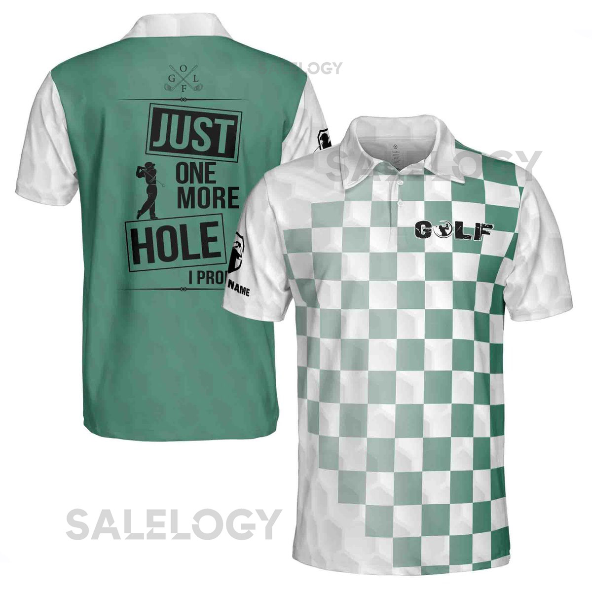 Custom Name Just One More Hole I Promise Gradient Golf Men39s Polo Shirt S-5XL_114