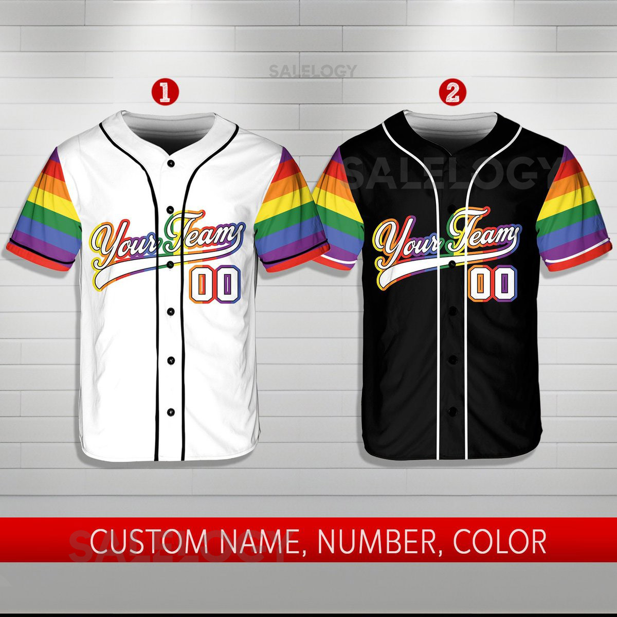 Personalized LGBTQ Team Name And Number Baseball Jersey Custom LGBT Pride Month Baseball Jersey Shirt Rainbow Baseball Jersey_186