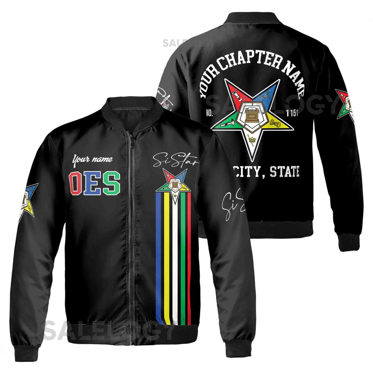 Custom Order of the Eastern Star Bomber Jacket Personalized OES Sistar Design_27