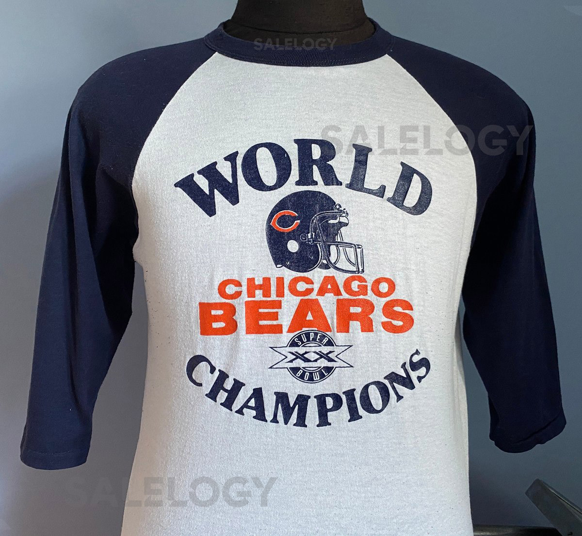 Vintage 80s Chicago Bears Super Bowl XX Raglan T-Shirt 1985-1986 - MEDIUM_416